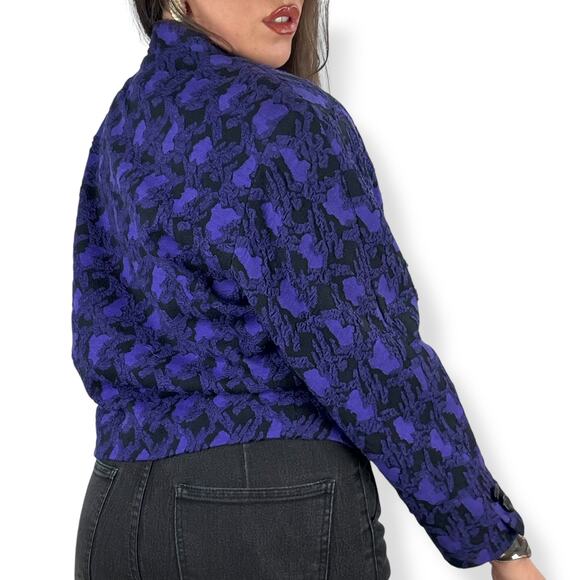 80's Japanese MICHI MOON for SANYO wool blend purple cropped blazer - Picture 4 of 16